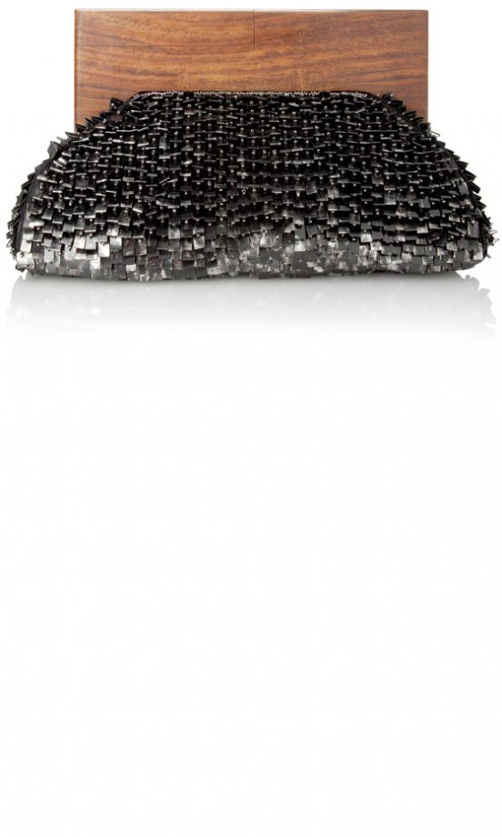 French Connection Wood Handle Black Clutch £140
