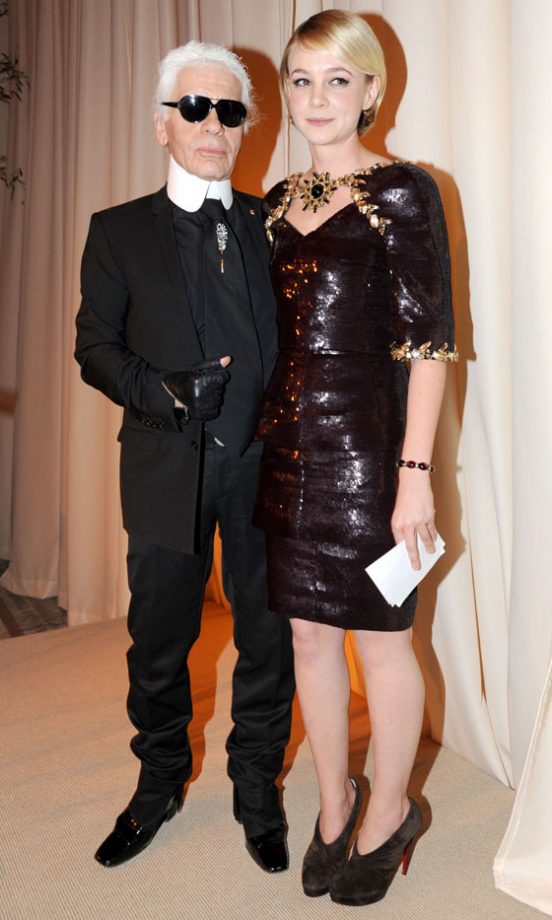 Carey Mulligan And Karl Lagerfeld At The 7th Annual CFDA/Vogue Fashion Fund Awards 2010