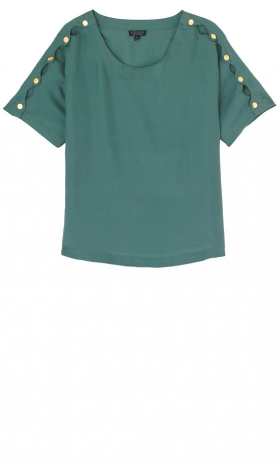 Topshop Green Shirt With Gold Buttons £42