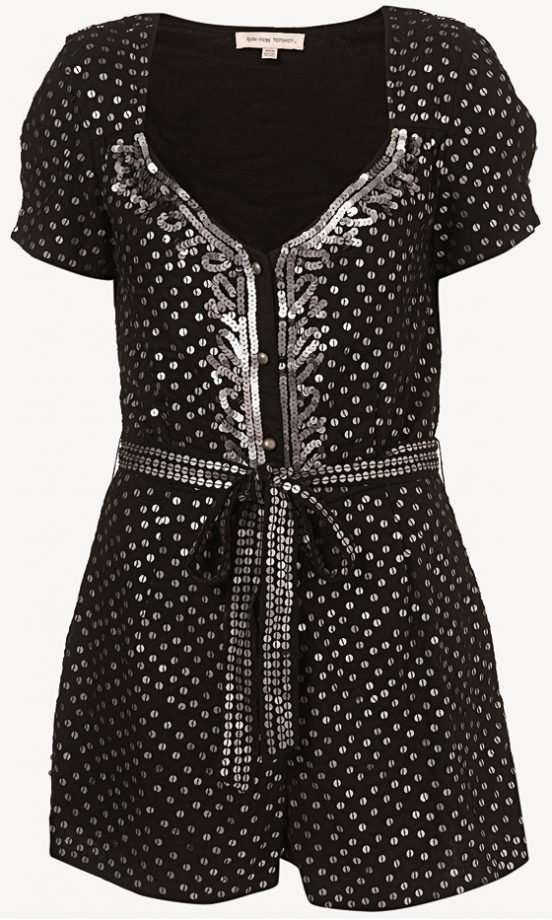 Topshop Black Playsuit With Sequin Details £90