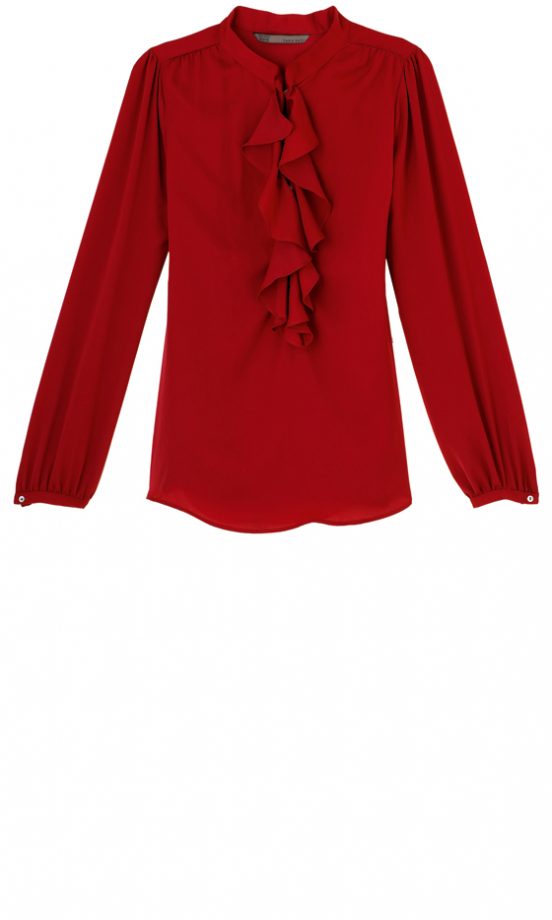 Zara Red Ruffle Front Blouse £25.99 - Available In Store