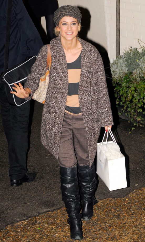 Katie Waissel Makes A Statement Leaving The X Factor Studios 2010 In Black Over The Knee Boots