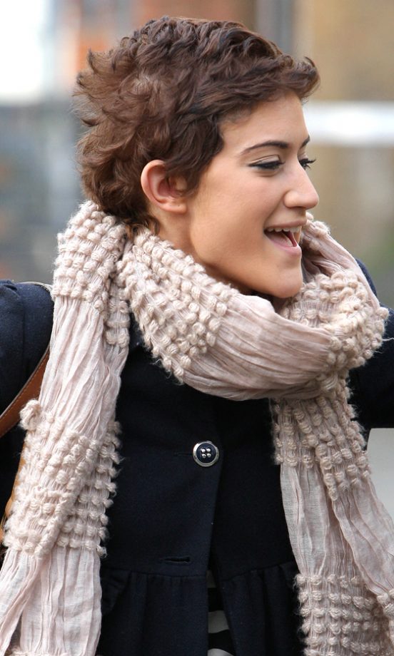 Katie Waissel Debuts Her New Brunette Pixie Cut Hairstyle At The X Factor Studios 2010
