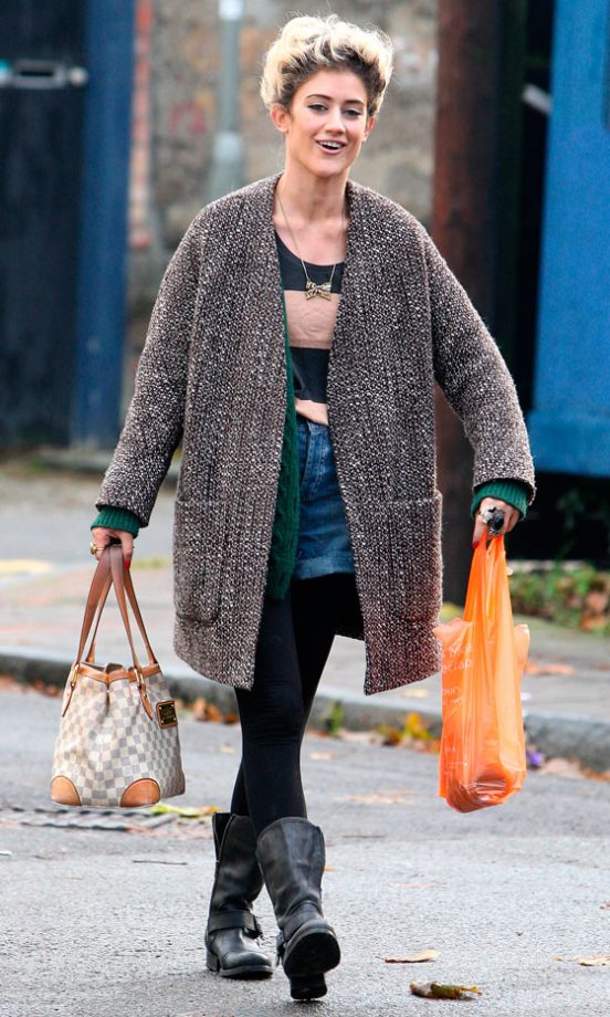 Katie Waissel Stocks Up On Snacks Wearing Her Usual Uniform An Oversized Cardigan And Black Boots In London 2010