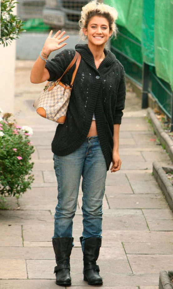 Katie Waissel Bares A Little Midriff While Waving To Fans At The X Factor Studios In London
