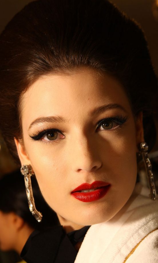 The Models Channelled French Elegance With A Thick Black Cat Eye Liner And Ruby Red Lips At The Lanvin For H&M Haute Couture New York Fashion Show 2010