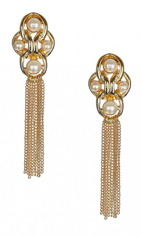 Miss Selfridge Pearl Knot Tassle Earrings, £8.50