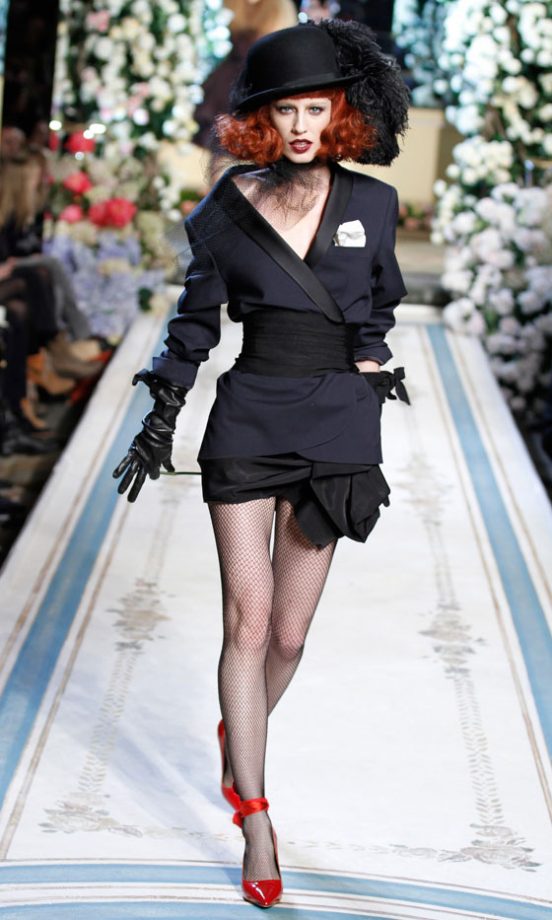 A Model Wearing Red Ribbon Tie Heels At The Lanvin For H&M Haute Couture New York Fashion Show 2010