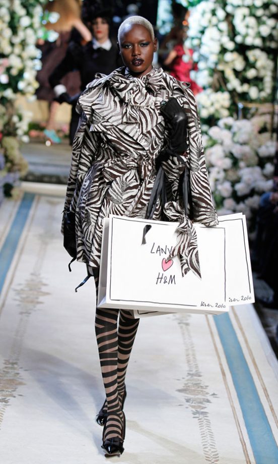 A Model Sports A Zebra Print Trench Coat At The Lanvin For H&M Haute Couture New York Fashion Show 2010