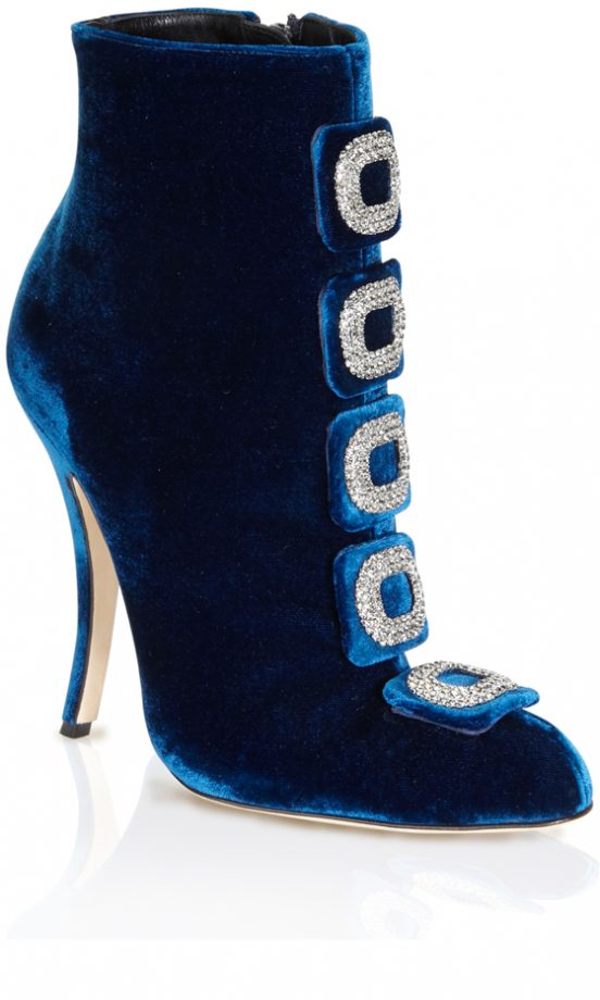 Manolo Blahnik Blue Velvet Suwalki Boots £720
