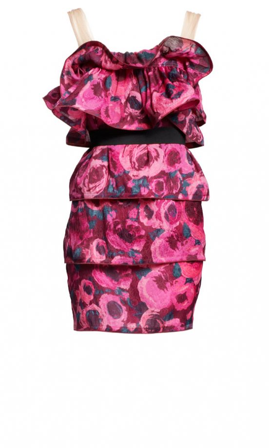 Lanvin For H&M Pink Floral Print Dress With Ruffle Neckline £99.99