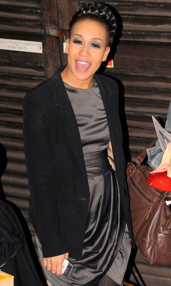 The Ever-So-Stylish Rebecca Ferguson Wears A Grey Pleated Frock And A Classic Black Blazer Leaving The X Factor Studios 2010