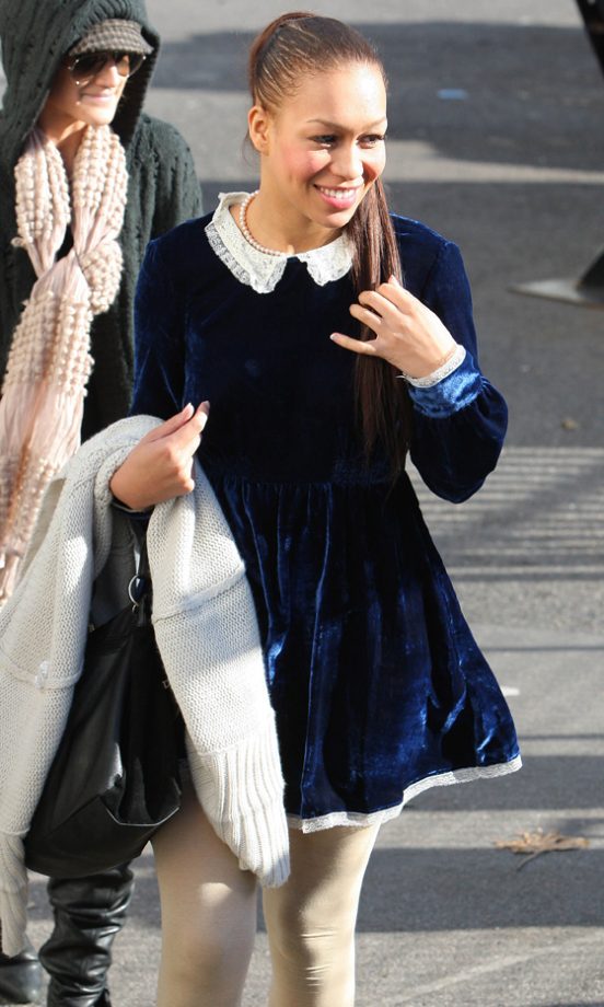 X Factor's Rebecca Ferguson Wearing Velvet Blue Dress