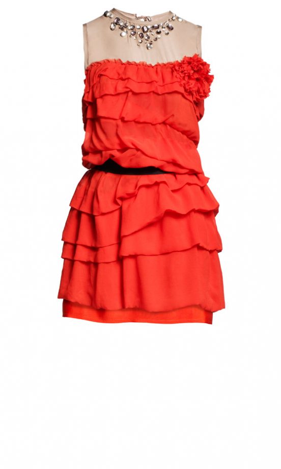 Lanvin For H&M Red Ruffle Dress With Jeweled Neckline £99.99