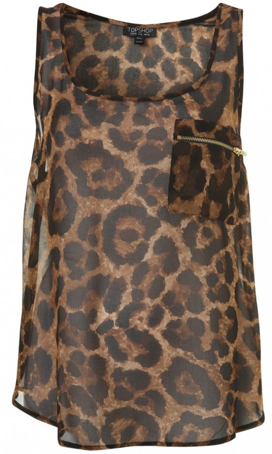 Topshop Animal Print Zip Pocket Vest, £30