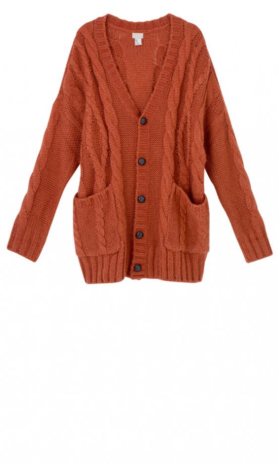H&M Orange Chunky Cable Knit Cardigan, £39.99 - In Stores Only
