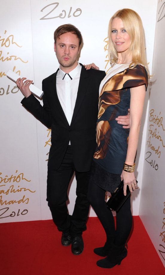 Claudia Schiffer And Accessory Designer Of The Year Award Winner, Nicholas Kirkwood At The British Fashion Awards 2010