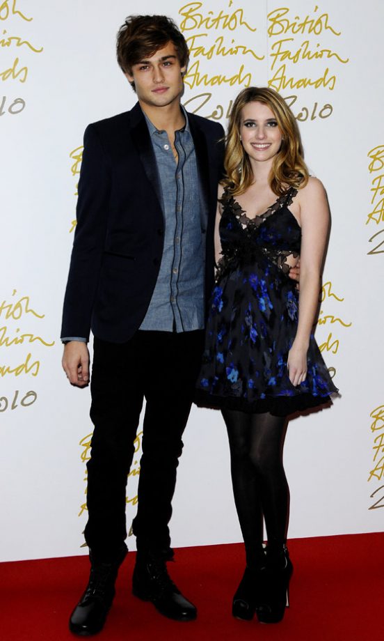 Actor And Burberry Boy Douglas Booth With Emma Roberts At The British Fashion Awards 2010