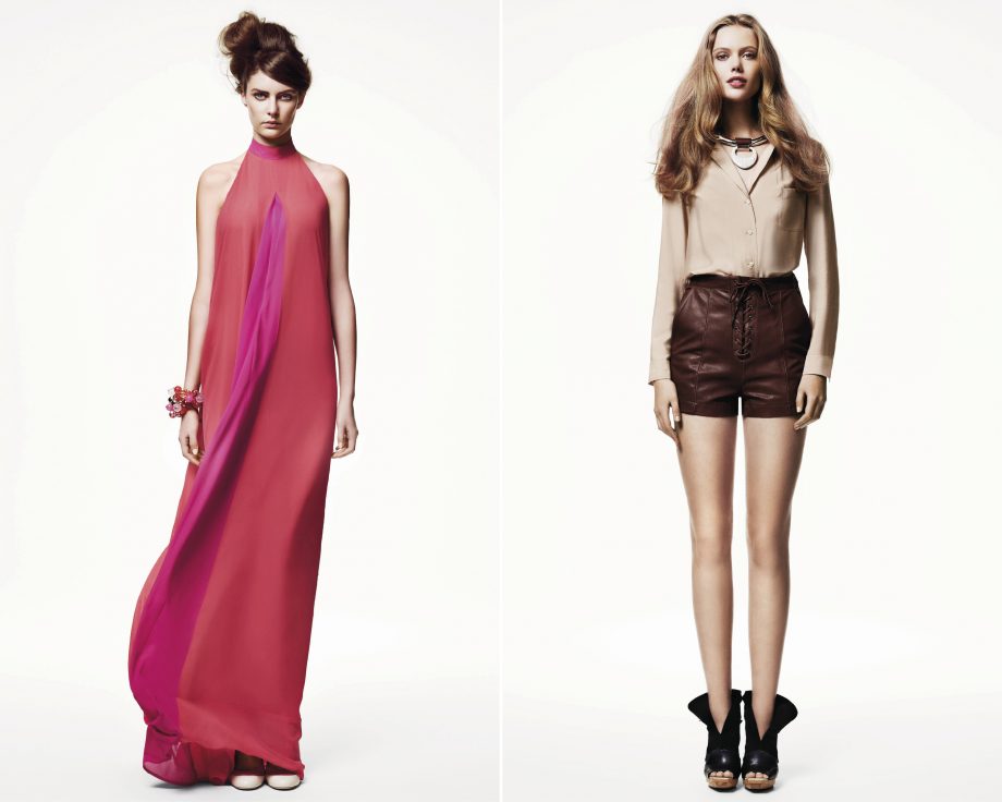 Pink Maxi Dress and Leather Shorts from H&M Spring/Summer 2011 Collection