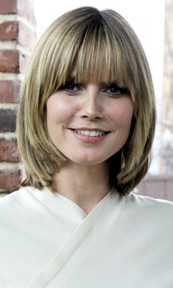 Heidi Klum Models The Classic Bobbed Hairstyle Complete With Heavy Fringe