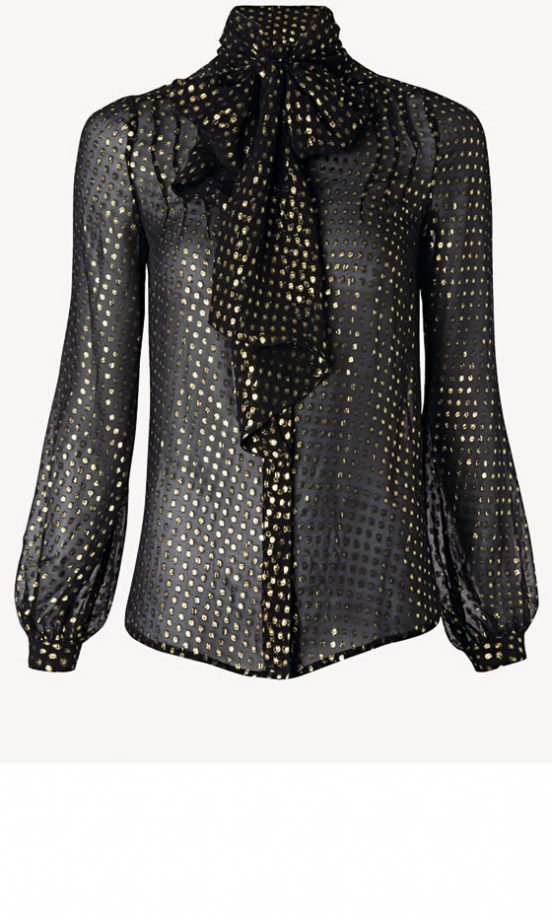 Mango Sheer Black Blouse With Gold Stripes £59.90