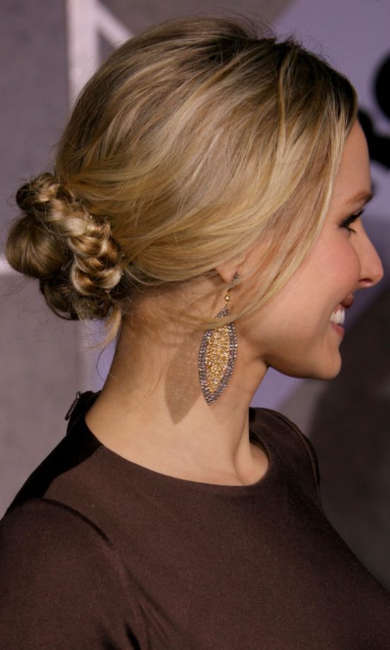 Kristen Bell With A Plaited Bun Hairstyle, January 2010