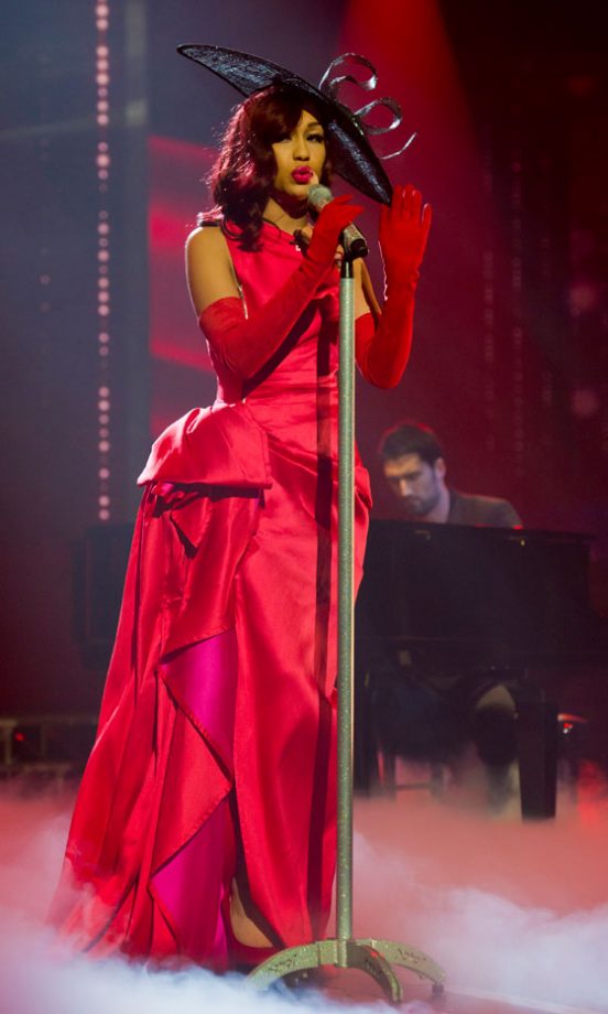 Rebecca Ferguson Wears Glamorous Scarlet Red Dress By Hardy Aimes Couture On The X Factor 2010
