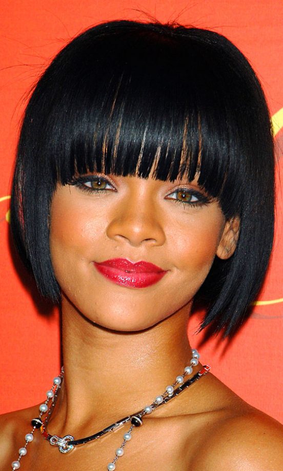 Rihanna Teamed Her Bobbed Hairstyle With Statement Red Lips For Maximum Glamour