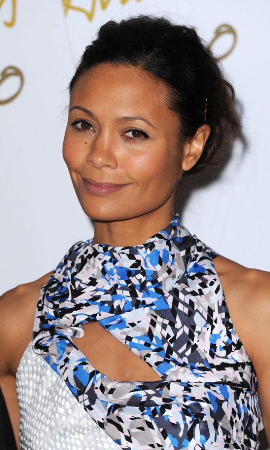 Thandie Newton Teams Her Peter Pilotto Dress With A Messy Up-Do Hairstyle At The British Fashion Awards 2010