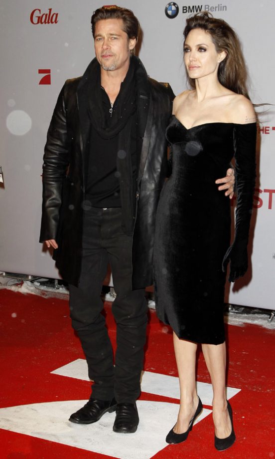 Angelina Jolie, In Versace, With Brad Pitt At The Premiere Of The Tourist, 2010
