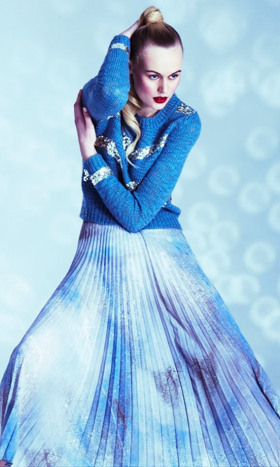 Topshop Sea Blue Knitted Zigzag Sequin Jumper, £65