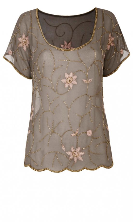 Miss Selfridge Embroidered Scallop Edge Top, £55