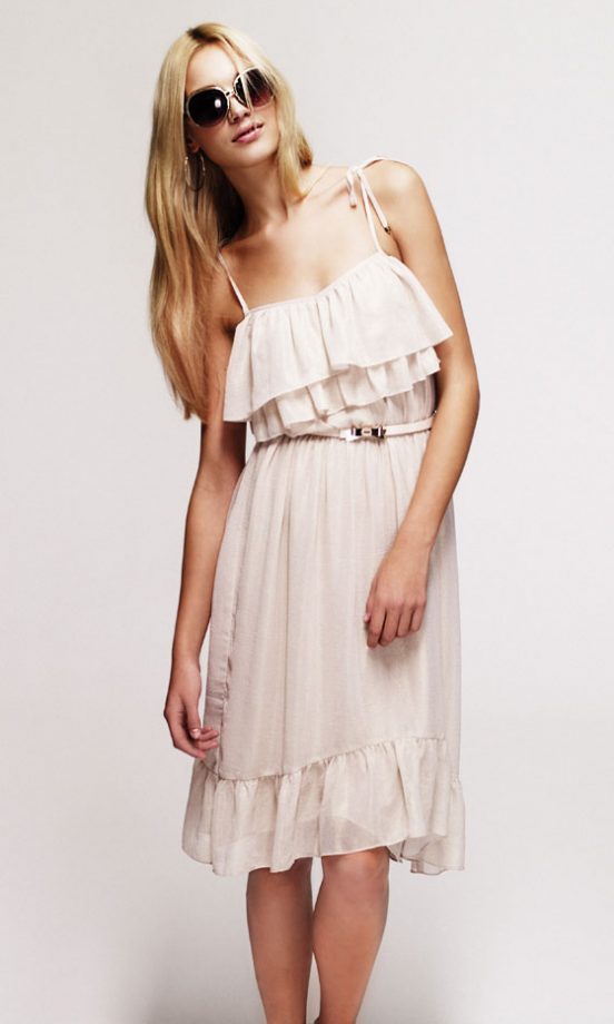 New Look Chiffon Tiered Dress, £29.99, Belt, £3.99, Sunglasses, £7.99 And Gold Hoops, £1.99 - In Stores Soon