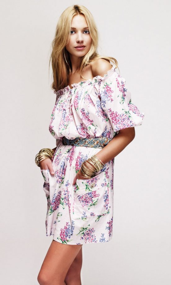 New Look Floral Smock Dress, £26.99, Blue And Gold Weave Belt, £9.99 And Gold Bangles, £9.99 - In Stores Soon