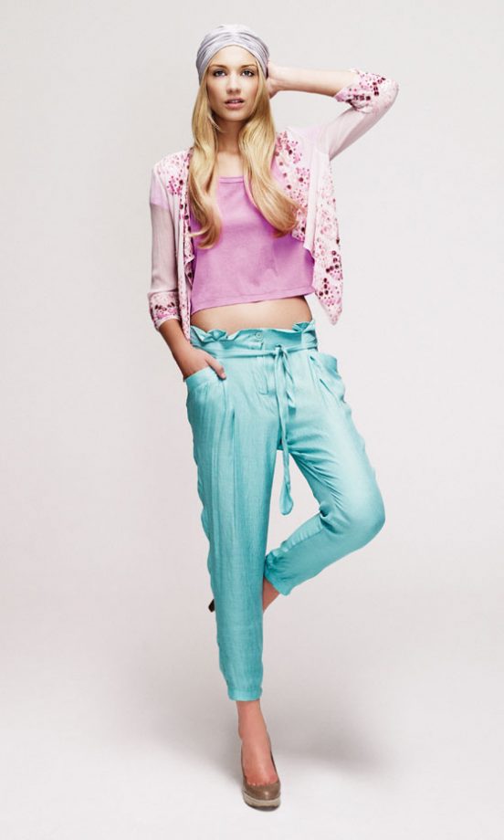 New Look Sequin Jacket, £26.99, Pink T-Shirt, £4.99, Harem Trousers, £21.99 And Round Toe Courts, £29.99 - In Stores Soon