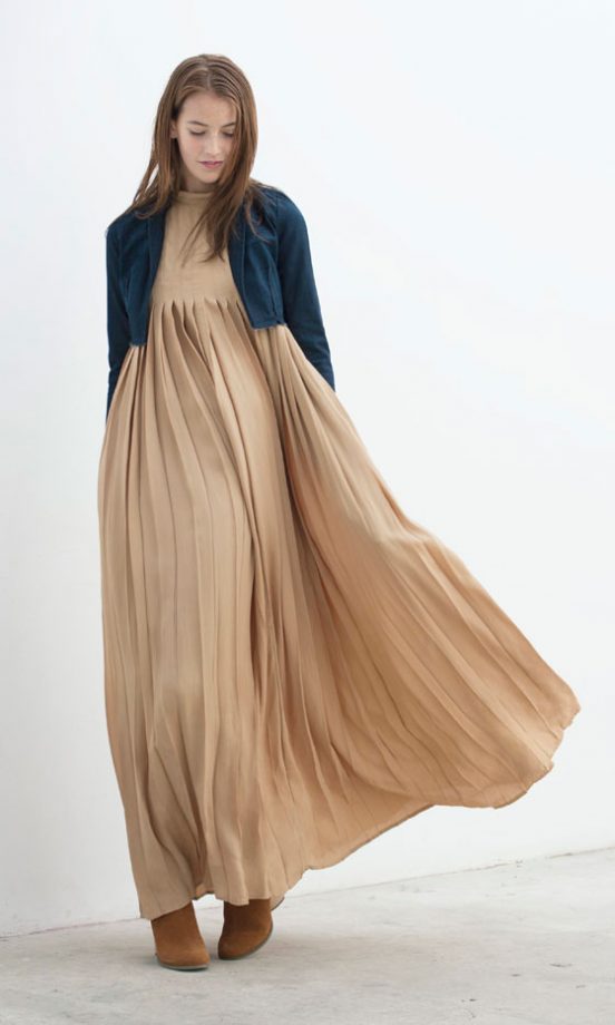 Asos Pleated Sleeveless Maxi Dress, £65 And Cut Off Denim Blazer, £34