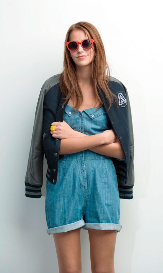 Asos Bandeau Playsuit, £38 And Varsity Letter Jacket, £90