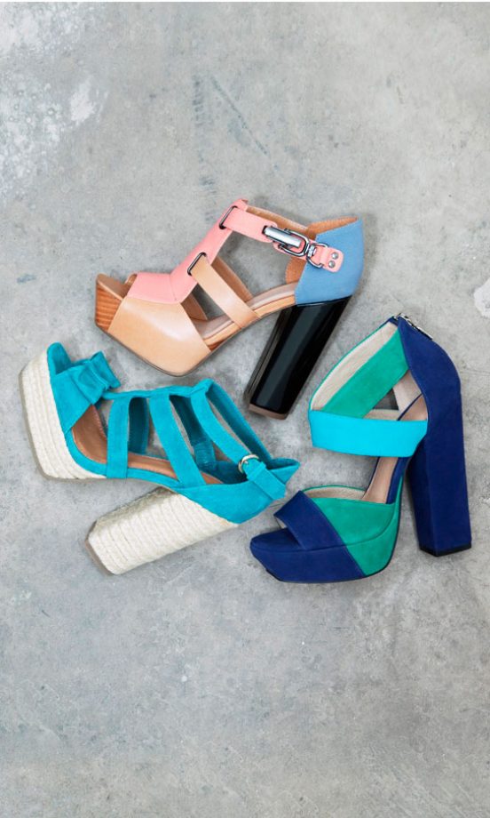Asos Haven Colourblock Platform, £95, ASOS Highway Raffia Platform, £45 And ASOS Headline Strap Platform, £50