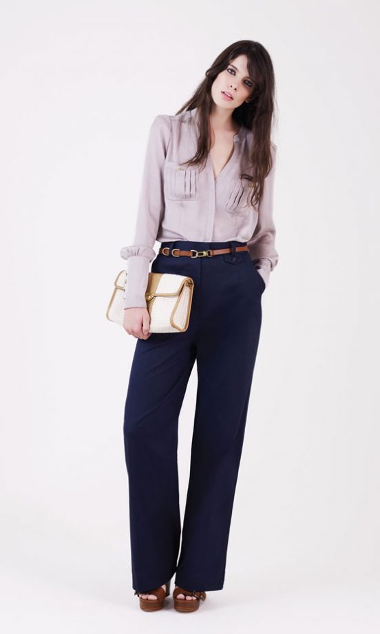 We Love This '70s Look From Warehouse: Blouse, £45, Trousers, £45 And Clutch Bag, £28