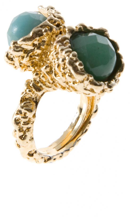 Asos Beaten Metal Ring With Double Semi-Precious Stones, £12