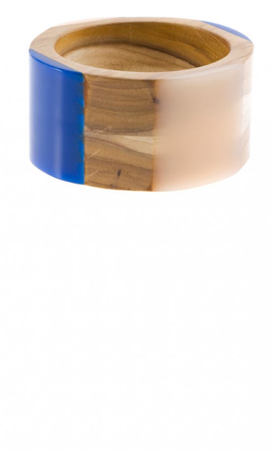 Asos Chunky Wooden Bangle With Blue Perspex Panel, £14