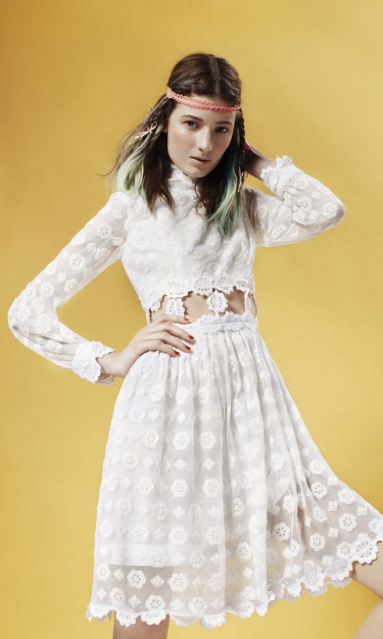 Topshop Sheer Crochet Dress With Cut Out Detail From The Swedish Summer Collection