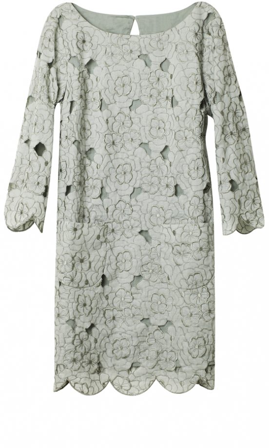 H&M Green Floral Embroidered Dress With Scallop Edges, Spring/Summer 2011