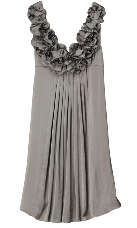 H&M Grey Pleated Dress With Ruffled Neckline, Spring/Summer 2011