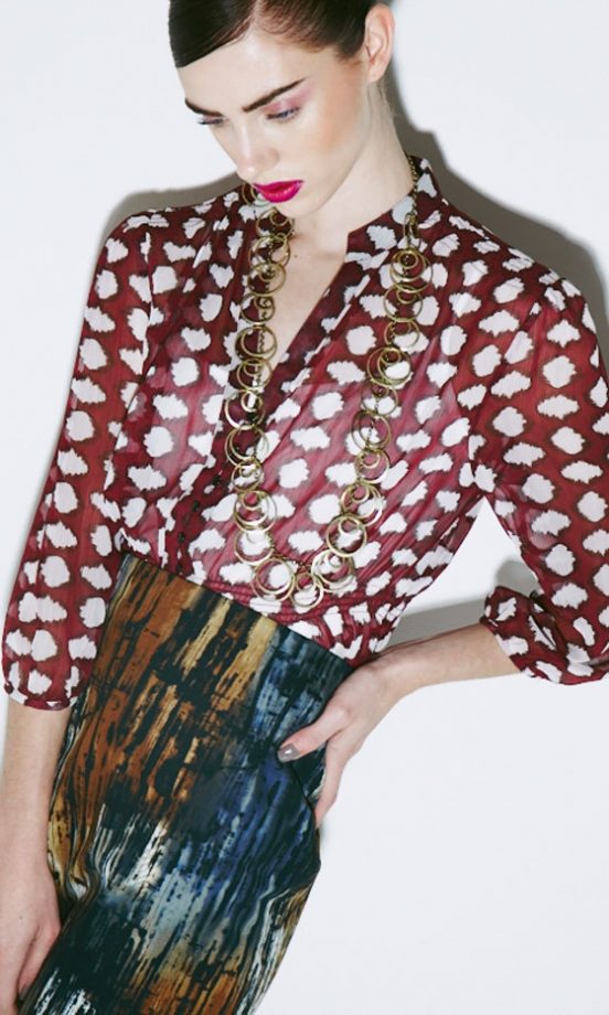 Marks & Spencer Nehru Collar Smudge Spot Blouse, £25