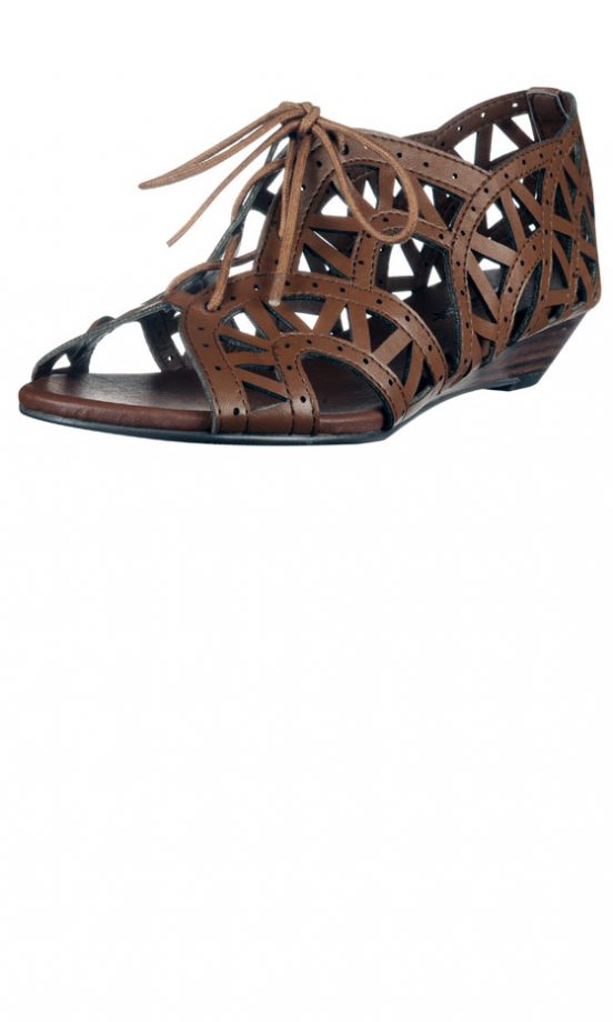 Miss Selfridge Tan Wedge Cut Out Detail Sandal, £32