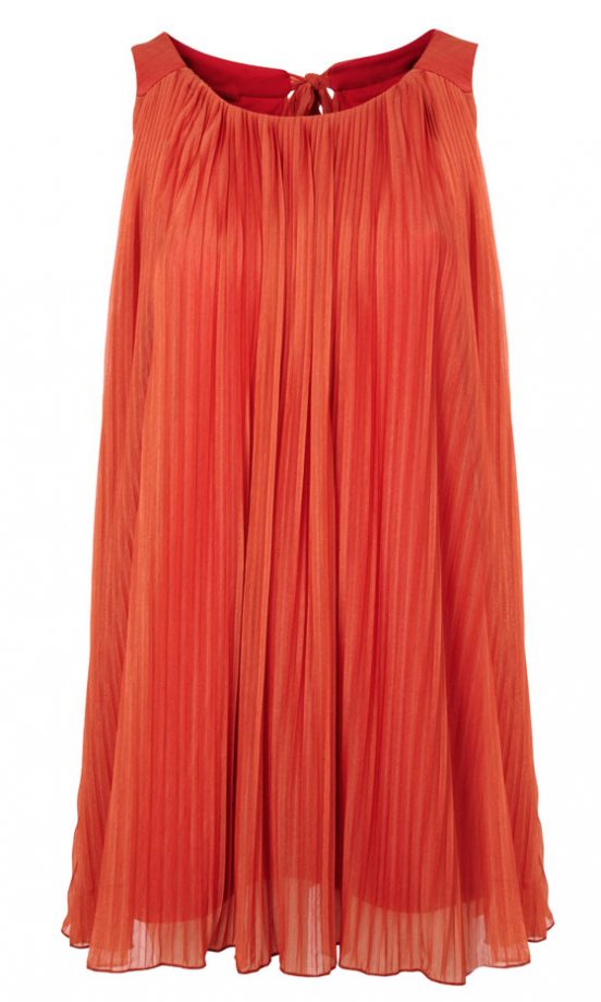 Miss Selfridge Orange Pleat Shift Dress, £45