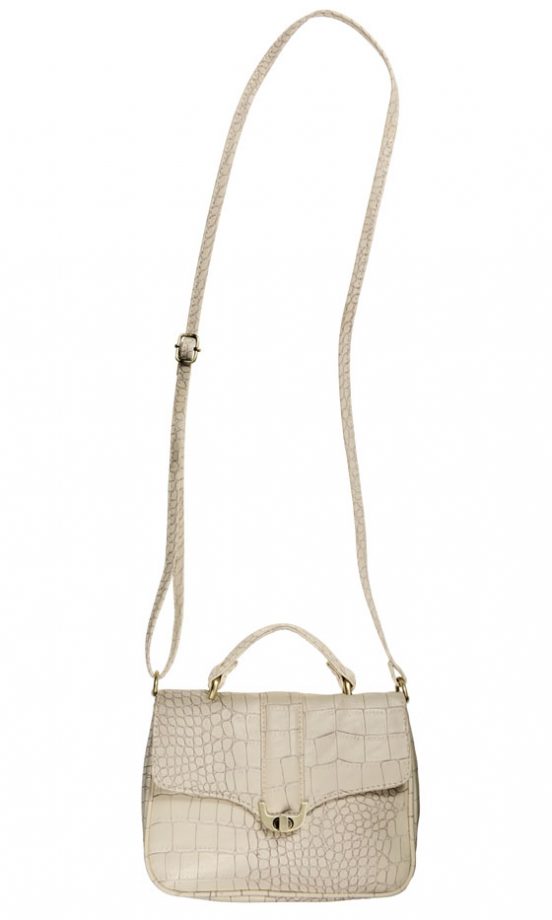 Miss Selfridge Cream Mini Croc Bag, £20