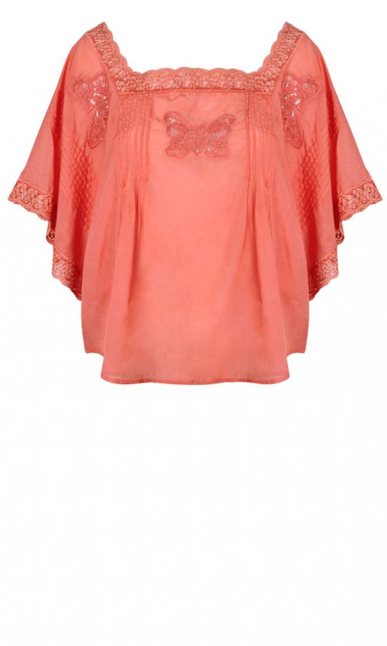 Miss Selfridge Coral Butterfly Sleeve Top For Spring/Summer 2011