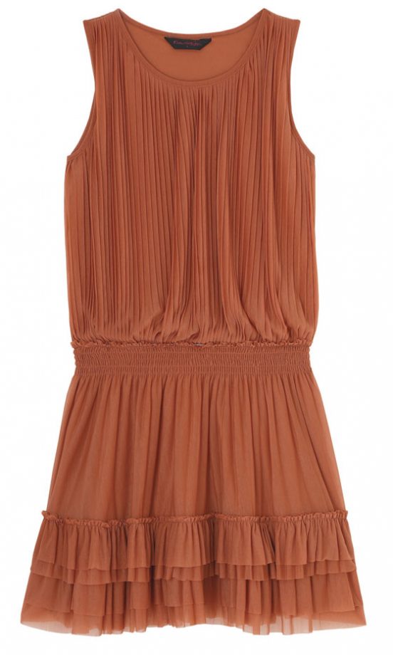 Miss Selfridge Rust Pleat Drop Waist Dress, £45